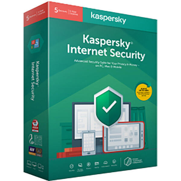 Antivirus Kaspersky Internet Security, 1 Dispozitiv, 1 An, Licenta noua, Electronica