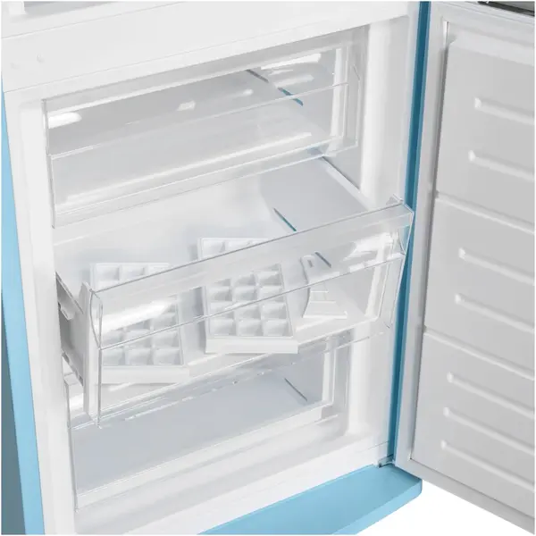 Combina frigorifica Fram FC-VRR340BLF+, 340l, Clasa F, Less Frost, Lumina LED, Dezghetare automata frigider, H 190 cm, Albastru