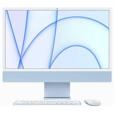 Sistem Desktop PC iMac 24" (2021) cu procesor Apple M1, 24", Retina 4.5K, 8GB, 256GB SSD, 7-core GPU, Blue, INT KB