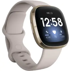 Ceas smartwatch Fitbit Sense, Lunar White Soft Gold