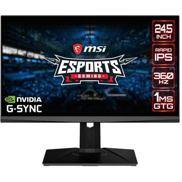 Monitor Gaming MSI Oculux NXG253R Esport, 24,5 inchi, IPS, 360 Hz, 1 ms, Full HD, NVIDIA G-Sync, HDMI, DP