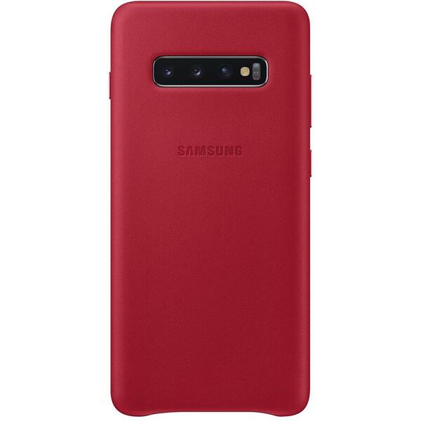 Capac protectie spate "Leather Cover" - Rosu pentru Samsung Galaxy S10 Plus (G975F)