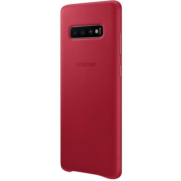 Capac protectie spate "Leather Cover" - Rosu pentru Samsung Galaxy S10 Plus (G975F)