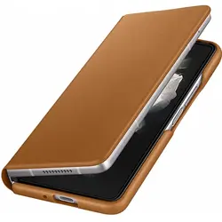 Leather Flip Cover pentru SAMSUNG Galaxy Z Fold3, EF-FF926LAEGWW, Piele, Maro