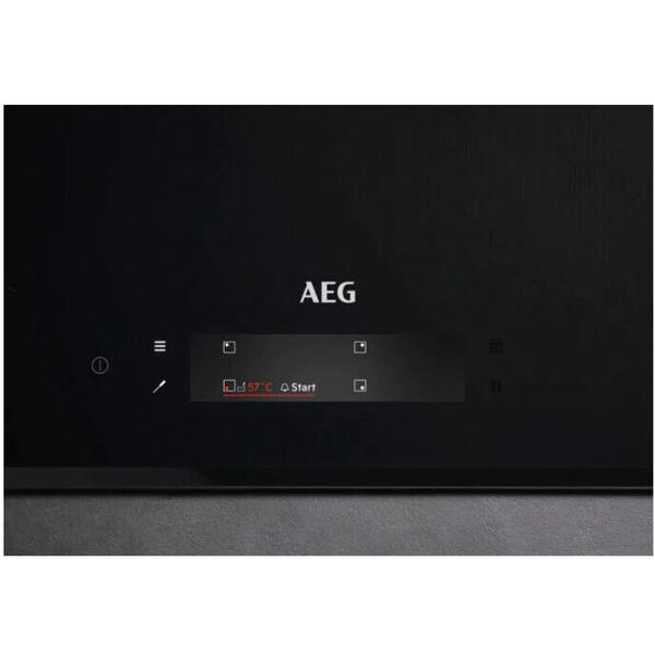 AEG IAE64881FB Plita cu inductie incorporata SensePro, termometru, Hob2Hood, funcție Bridge, 60 cm, 1400 - 3200 W max, Negru