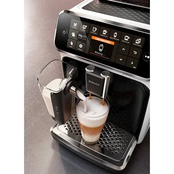 Espressor automat Philips LatteGo Seria 4300 EP4343/50, 1.8l, 1500W, 15 bar, Alb/Negru