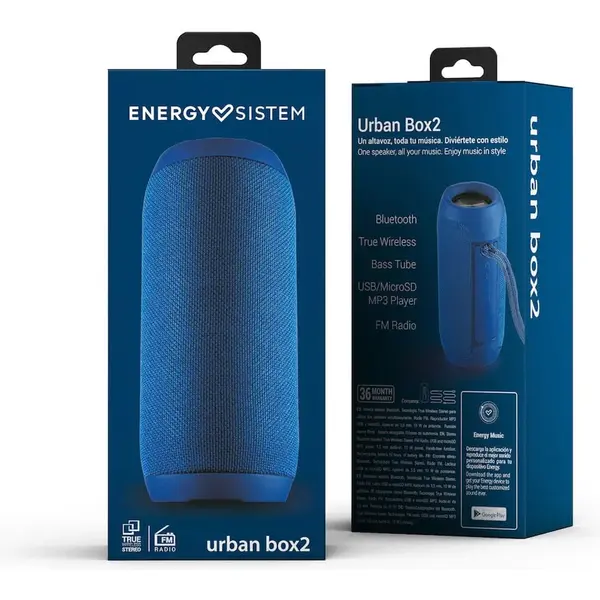 Boxa portabila Energy Sistem Urban Box 2, Bluetooth, 10W, Radio, Albastru