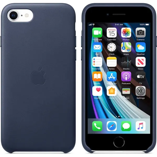 Husa de protectie Apple pentru iPhone SE 2, Piele, Midnight Blue