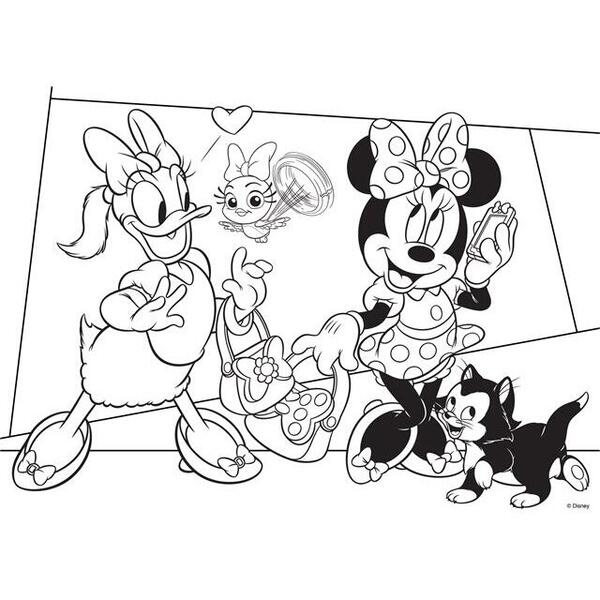 LISCIANI Puzzle de colorat maxi - Minnie si Daisy la cumparaturi (35 piese)