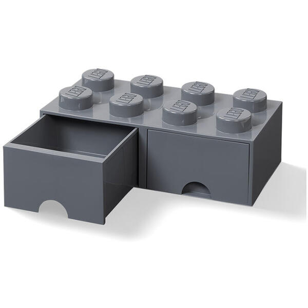LEGO® Cutie depozitare LEGO 2x4 cu sertare, gri inchis