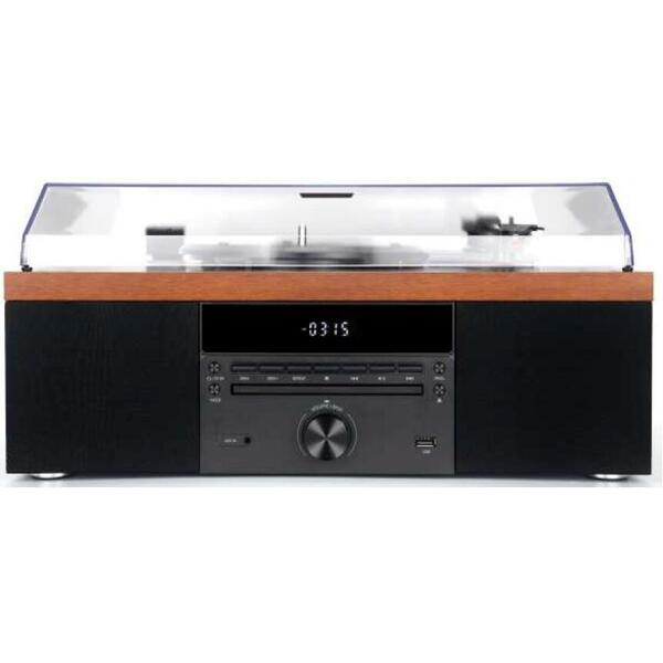 Pick-up AKAI ATT-14BT, stereo, difuzoare incorporate, Radio FM, Bluetooth, RCA, USB, SD Card, Negru