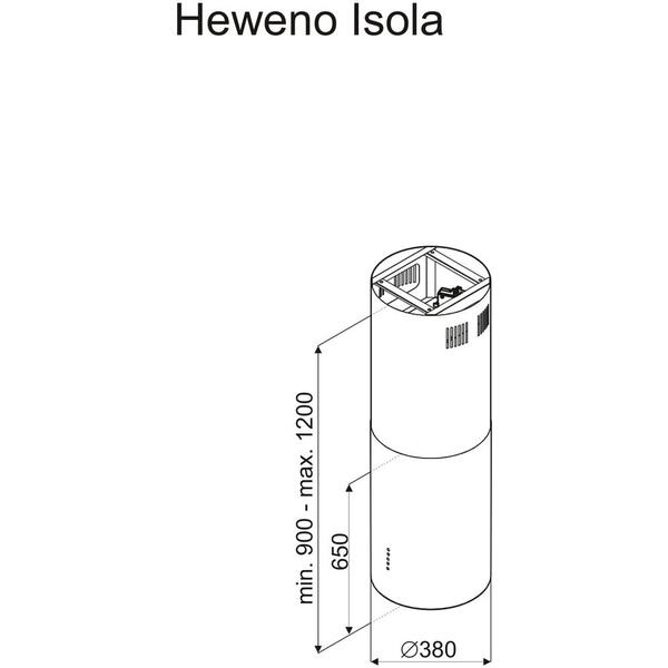 Hota tip insula Globalo Heweno Isola 39.1, 3 trepte de viteza, 620 m3/h, 39 cm, Negru