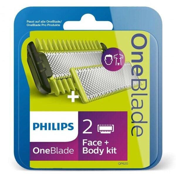 Philips Rezerva OneBlade QP620/50, kit 1 lama fata, 1 lama corp, 1 pieptene, compatibil gama OneBlade