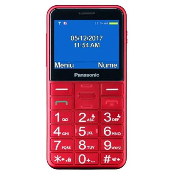 Telefon mobil Panasonic KX-TU155 EXRN Single SIM, 2G, pentru seniori, buton SOS, Rosu