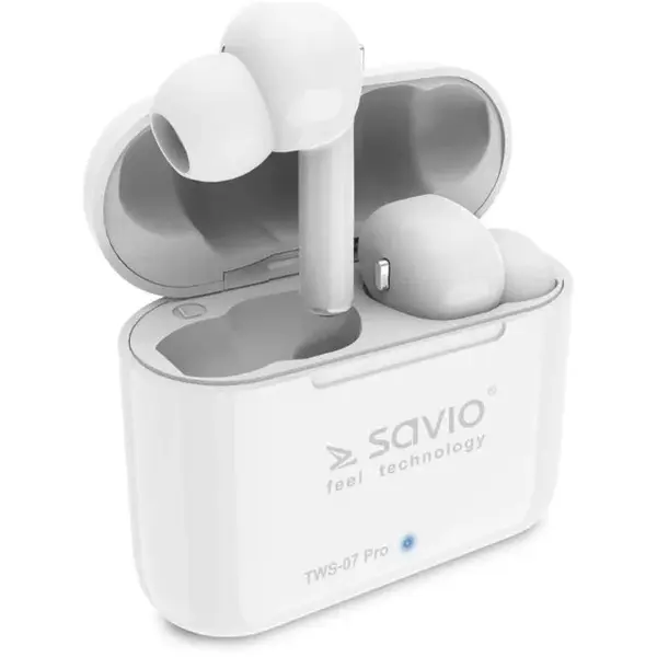 Casti Audio In-Ear, Savio TWS-07 PRO, True Wireless, Bluetooth 5.0, Alb