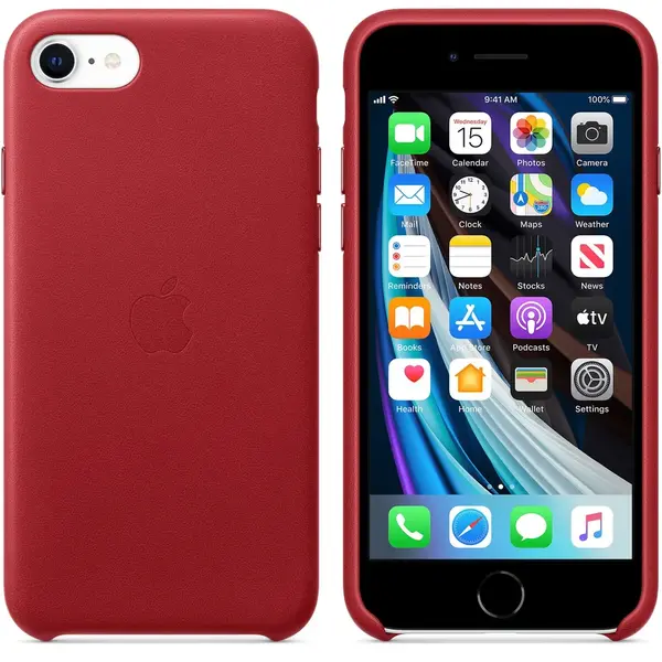 Husa de protectie Apple pentru iPhone SE 2, Piele, Red