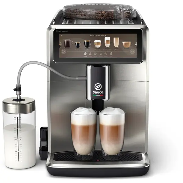 Philips Espressor complet automat Saeco Xelsis Suprema SM8885/00, 15 bari, 22 specialitati de cafea, 8 profile de utilizator, interfata Coffee Maestro, tehnologie BeanMaestro, functie LatteDuo, rasnita ceramica, filtru Aqua Clean, Gri