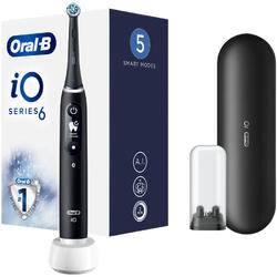 Periuta de dinti electrica Oral-B iO6, control magnetic iO, senzor de presiune, display OLED, Negru