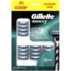 Cap de bărbierit Gillette Mach3 pentru aparat de ras pentru bărbați, 16 buc
