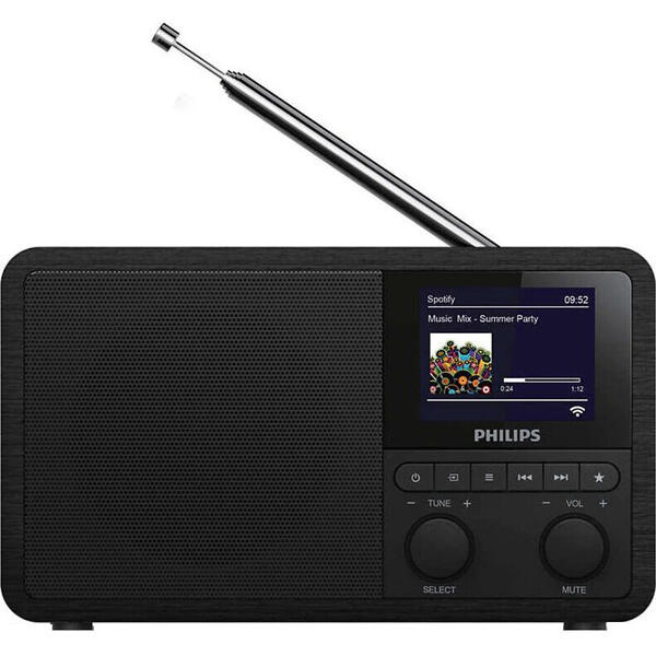 Radio cu ceas Philips TAPR802/12, Bluetooth,Negru