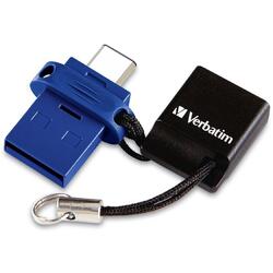 Stick USB Verbatim Dual Drive, USB 3.0, USB Type-C, 32GB (Albastru)
