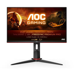 Monitor Gaming VA LED AOC 23.8" 24G2SU/BK, Full HD (1920 x 1080), HDMI, DisplayPort, Boxe, Pivot, 165 Hz, 1 ms, Negru