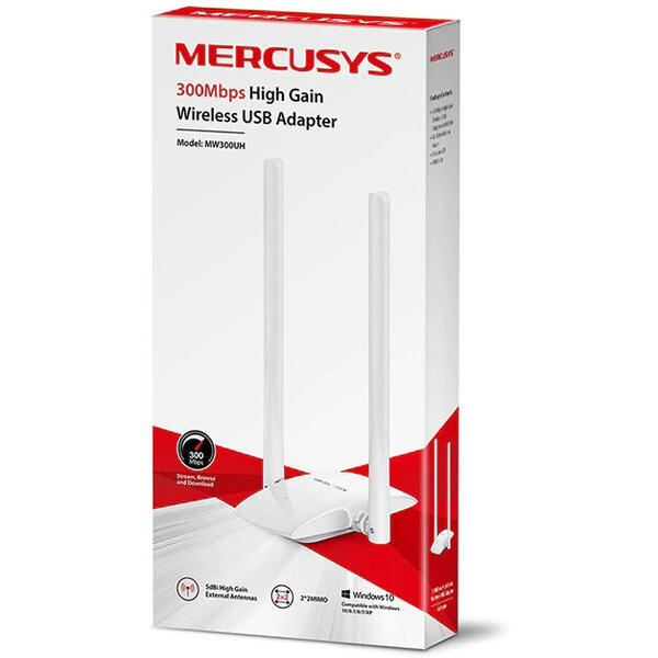 Adaptor USB wireless Mercusys High-Gain de 300 Mbps