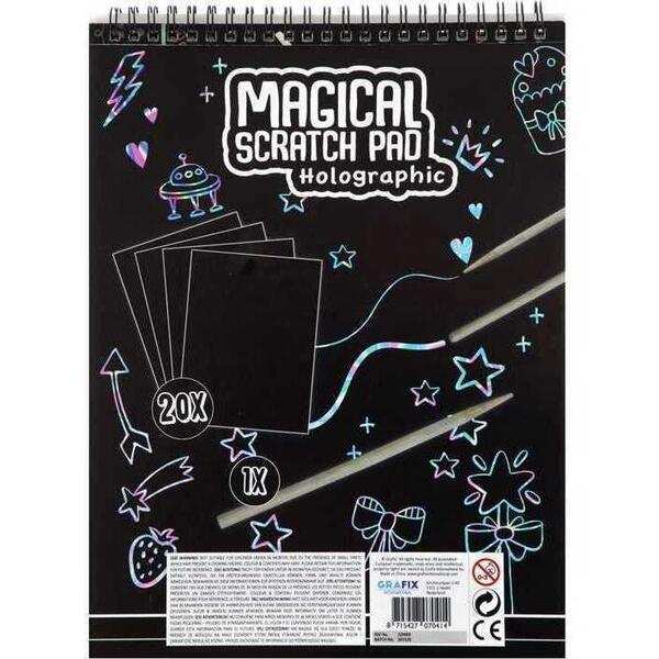 Caiet A4 Fise Razuibile Magical Scratch Pad Grafix GR220009, Holografic