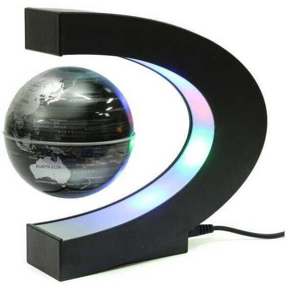 Glob pamantesc levitant in suport LED forma de semicerc Cosmolino MP12854, Negru