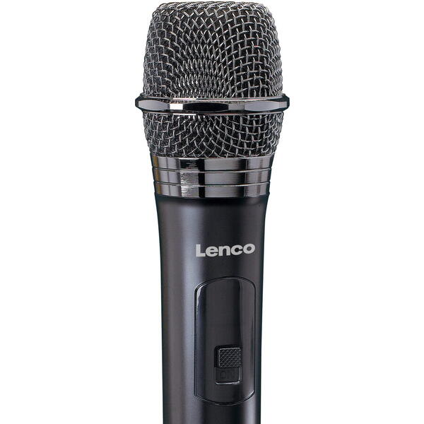 Set 2 microfoane wireless Lenco MCW-020BK, Receiver wireless,6.3mm, Grila metal, Negru