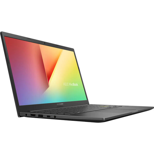 Laptop ultraportabil ASUS VivoBook 14 K413EA cu procesor Intel® Core™ i5-1135G7 pana la 4.20 GHz, 14", Full HD, 16GB, 512GB SSD, Intel Iris Xᵉ Graphics, Free DOS, Indie Black