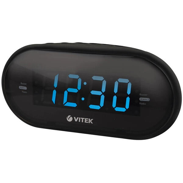 Radio cu ceas VITEK VT-6602, display digital, de masa, desteptator, receptie FM, AM, Negru