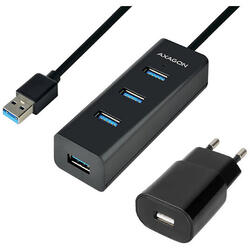 Hub USB Axagon HUE-S2BP 4x USB 3.0, cablu 1.2m, incarcare micro USB