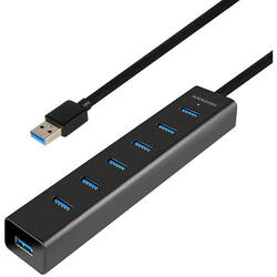 HUE-SA7BP, 7x USB3.0, Aluminiu, Charging Hub,  include adaptor alimentare, Negru