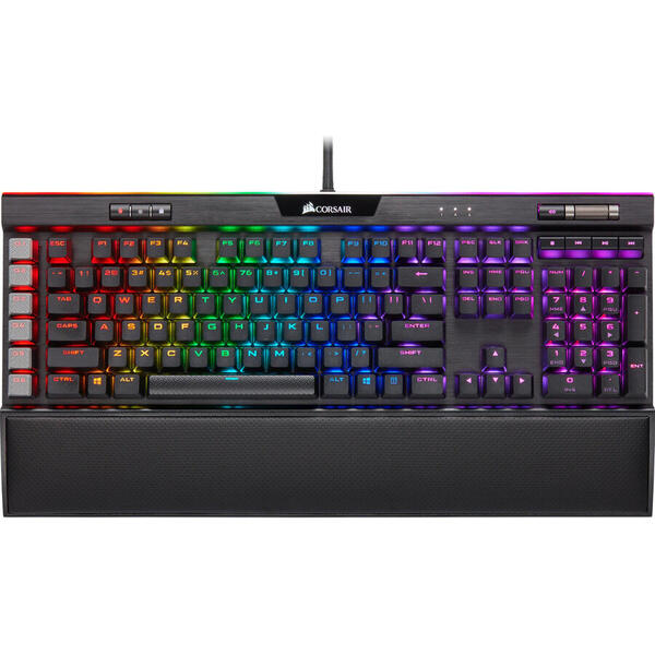Tastatura gaming mecanica Corsair K95 Platinum XT, Iluminare RGB, Switch Cherry MX Speed, Negru