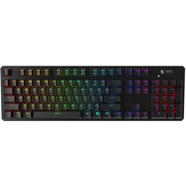 Tastatura gaming mecanica SPC Gear GK540 Magna, iluminare RGB, software macro, switch Kailh Red, Negru
