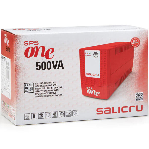 UPS Salicru SPS 500 ONE, 500VA, 250W, Rosu