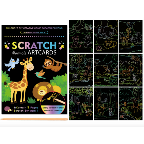 Set 9 planse razuibile Scratch ArtCards Bambinice, Animale