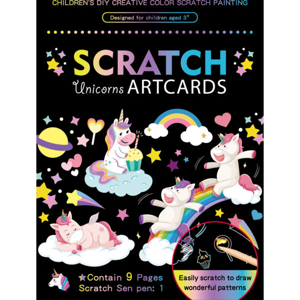 Set 9 planse razuibile Scratch ArtCards Bambinice, Unicorni
