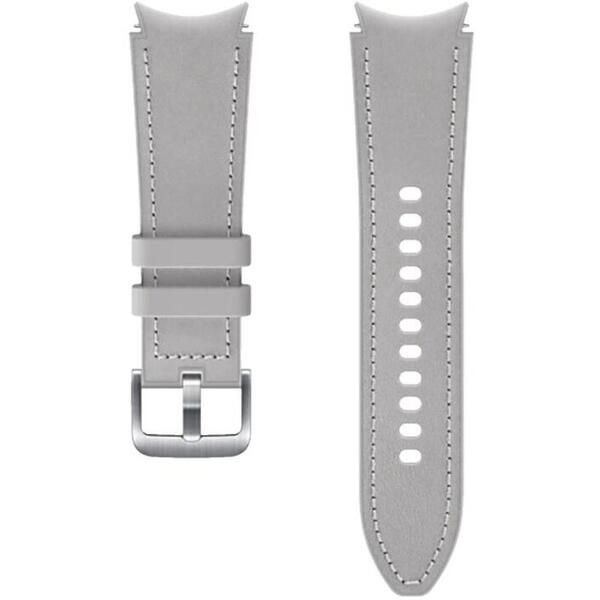 Samsung Galaxy Watch 4 / 4 Classic - Bratara Hybrid, cu cusatura (20mm, S/M), piele - Argintiu