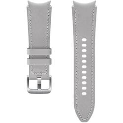 Galaxy Watch 4 / 4 Classic - Bratara Hybrid, cu cusatura (20mm, S/M), piele - Argintiu