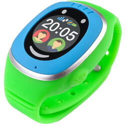Smartwatch Touch de urmarire si localizare GPS/GSM pentru copii, Albastru Verde