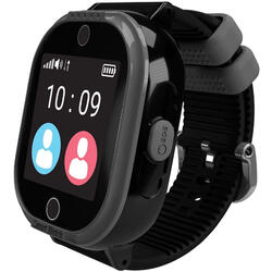 Smartwatch Watch 4 Lite cu tripla localizare (LBS, GPS, Wi-Fi), impermeabil, Negru
