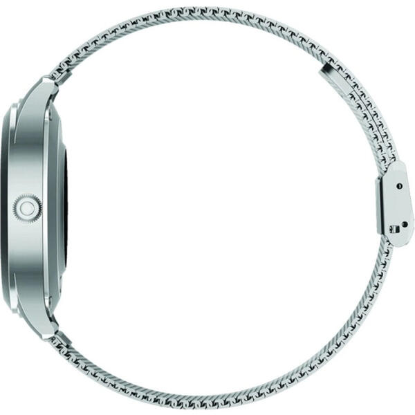 Smartwatch Maxcom FW42, Stainless steel, bratara plasa metalica, Argintiu