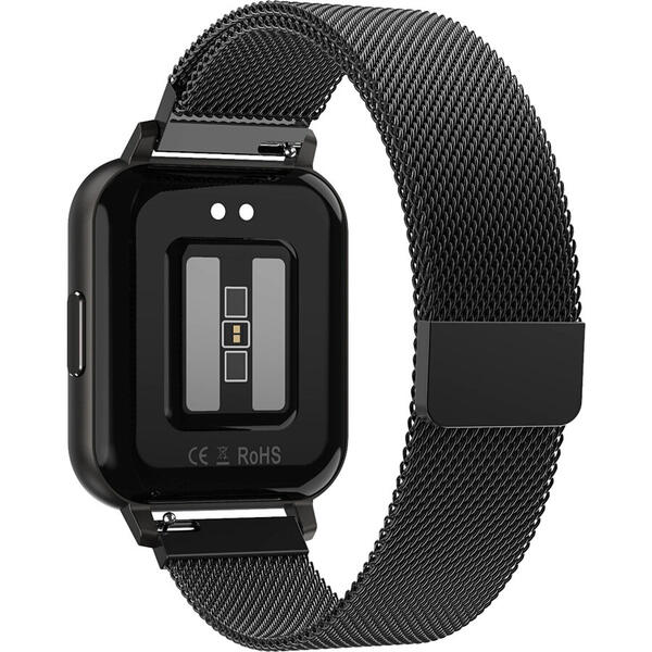 Maxcom Smartwatch FW45 Aurum 2, bratara plasa metalica, Gri inchis