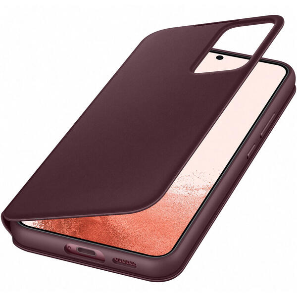 Husa de protectie Samsung Smart Clear View Cover pentru Galaxy S22 PLUS, Burgandy