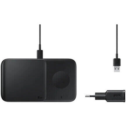 Incarcator Wireless Samsung Duo EP-P4300TBEGEU, 9 W, Adaptor inclus (Negru)
