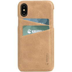 Husa de protectie Krusell Sunne Cover 2 Card pentru Apple iPhone XS Max, Leather Vintage Nude
