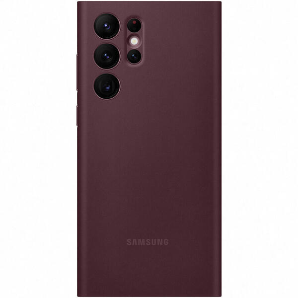 Husa de protectie Samsung Smart Clear View Cover pentru Galaxy S22 Ultra, Burgandy