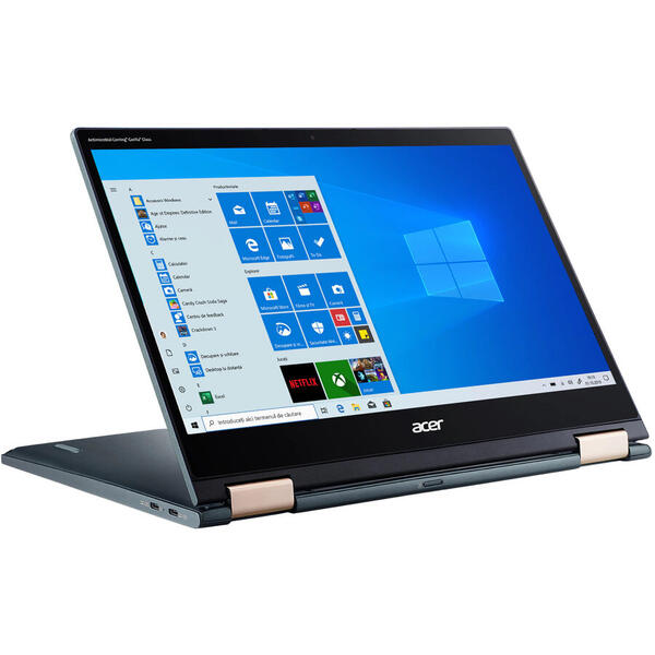 Laptop 2 in 1 Acer Spin 7 SP714-61NA cu procesor Qualcomm Snapdragon SC8180XP, 14", Full HD, Touch, 8GB, 512GB SSD, Windows 10 Pro, Blue